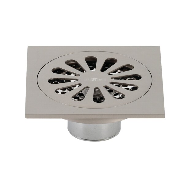 BSF4161BN Watercourse Sunburst 4" Square Grid Shower Drain, Brushed Nkl